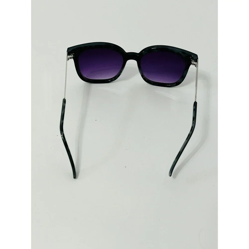 LOFT Black Sunglasses Rounded Square Gradient Gray Tortoise Metal Retro‎